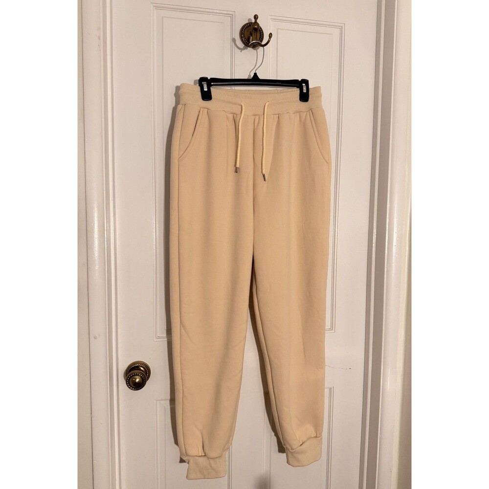 Women’s Brown Fleece Lined Sweatpants Drawstring & Pockets Size XL